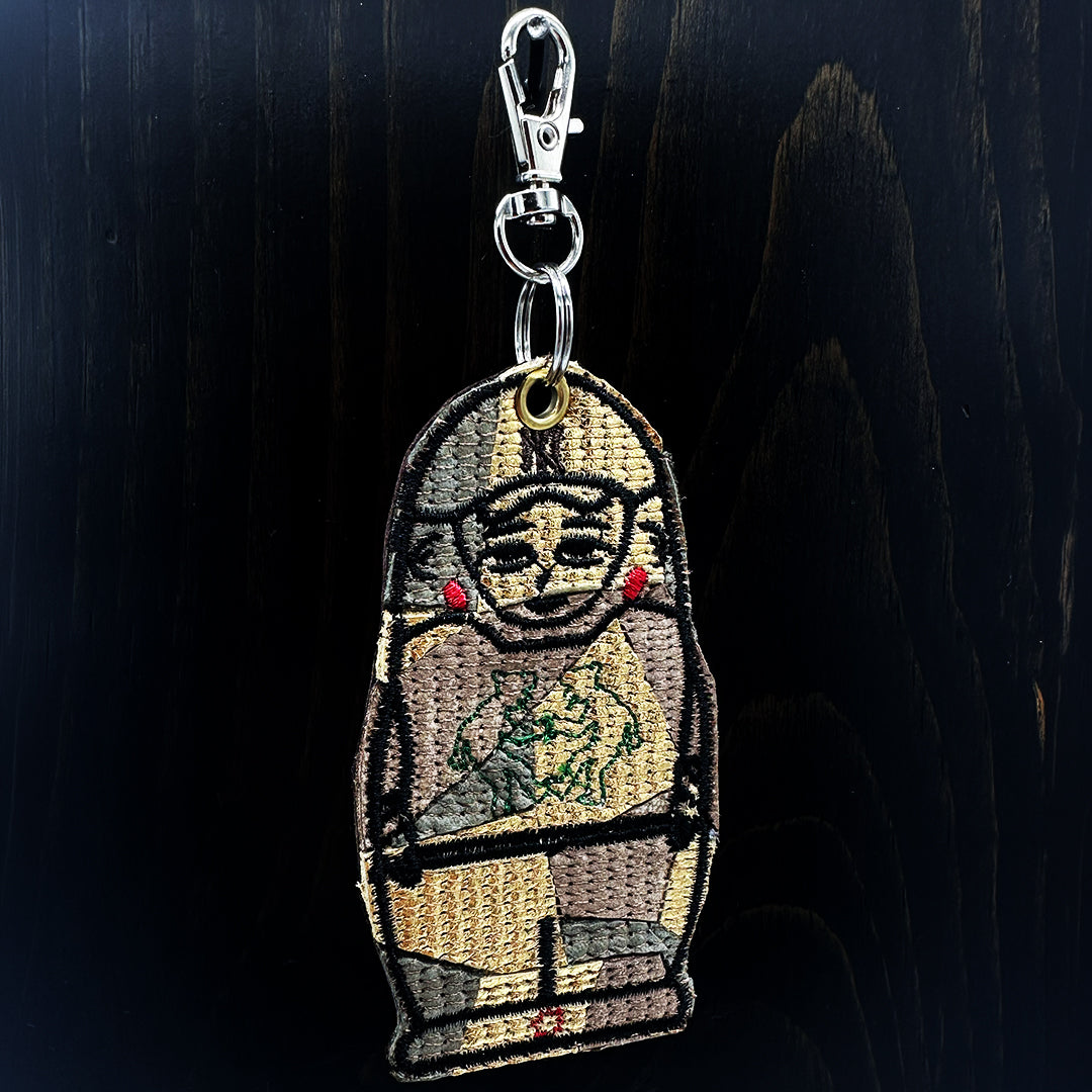 Leather Collage Nesting Doll Keychain