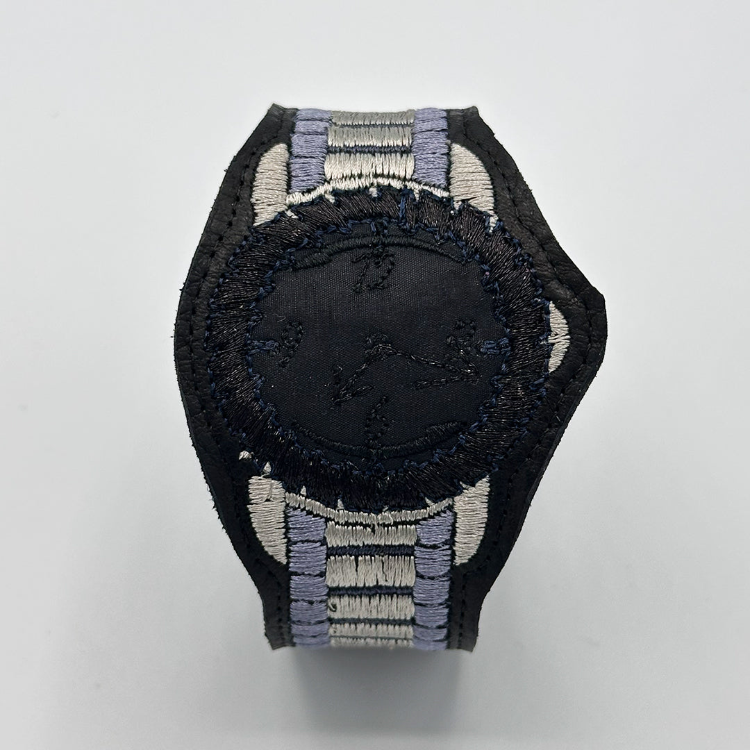 Saw Blade Embroidered Watch Bracelet - "Black Ice"