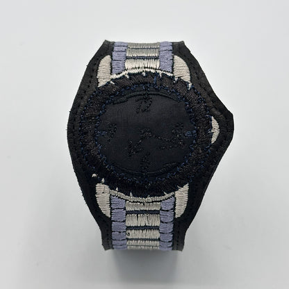 Saw Blade Embroidered Watch Bracelet - "Black Ice"