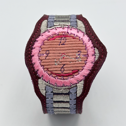 Saw Blade Embroidered Watch Bracelet - "Bubble Gum"