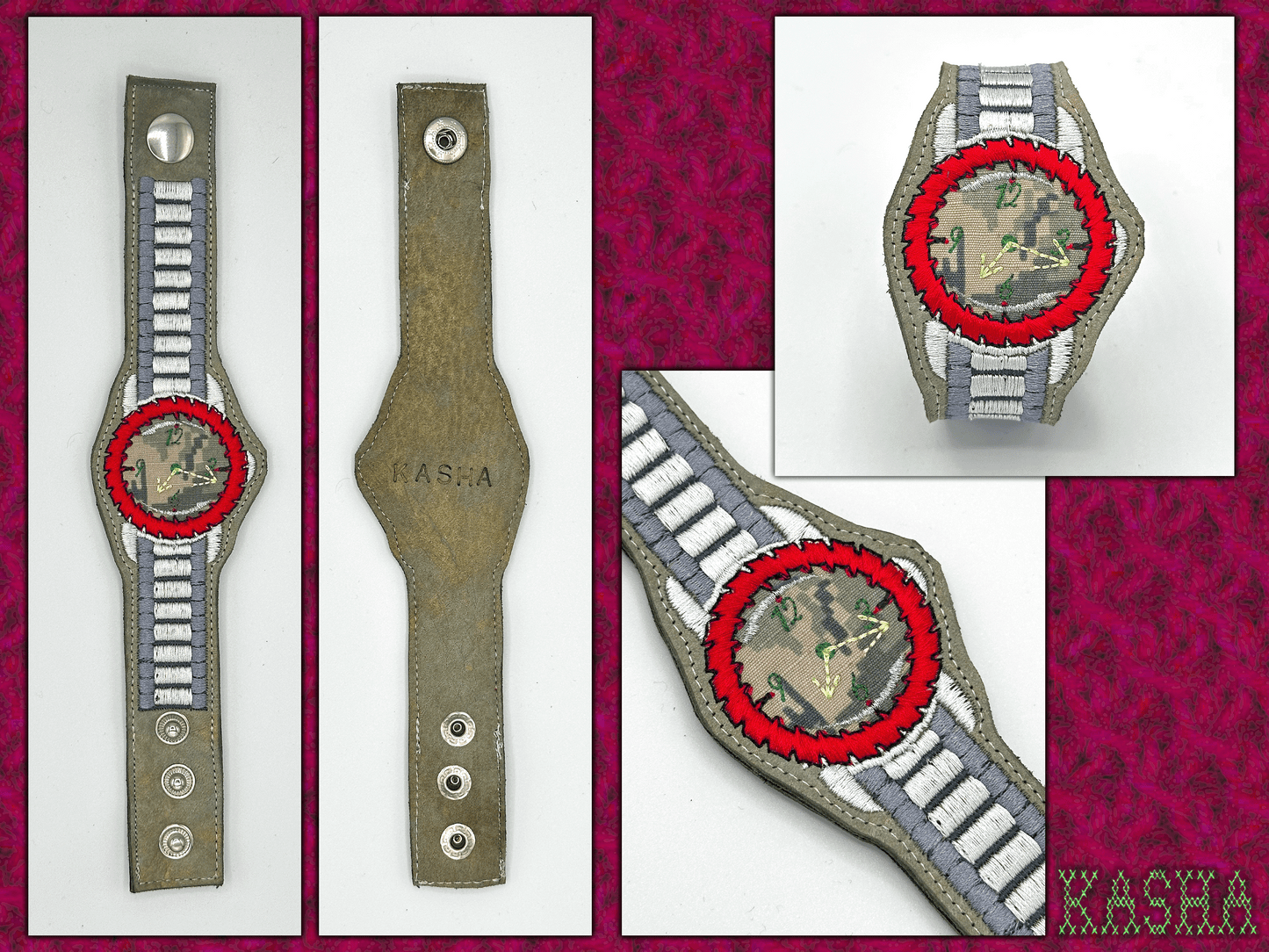 Saw Blade Watch Bracelet - "Digital Gray"