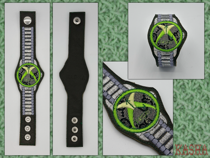 Xbox Embroidered Watch Bracelet (Gucci Face) - Olive Green