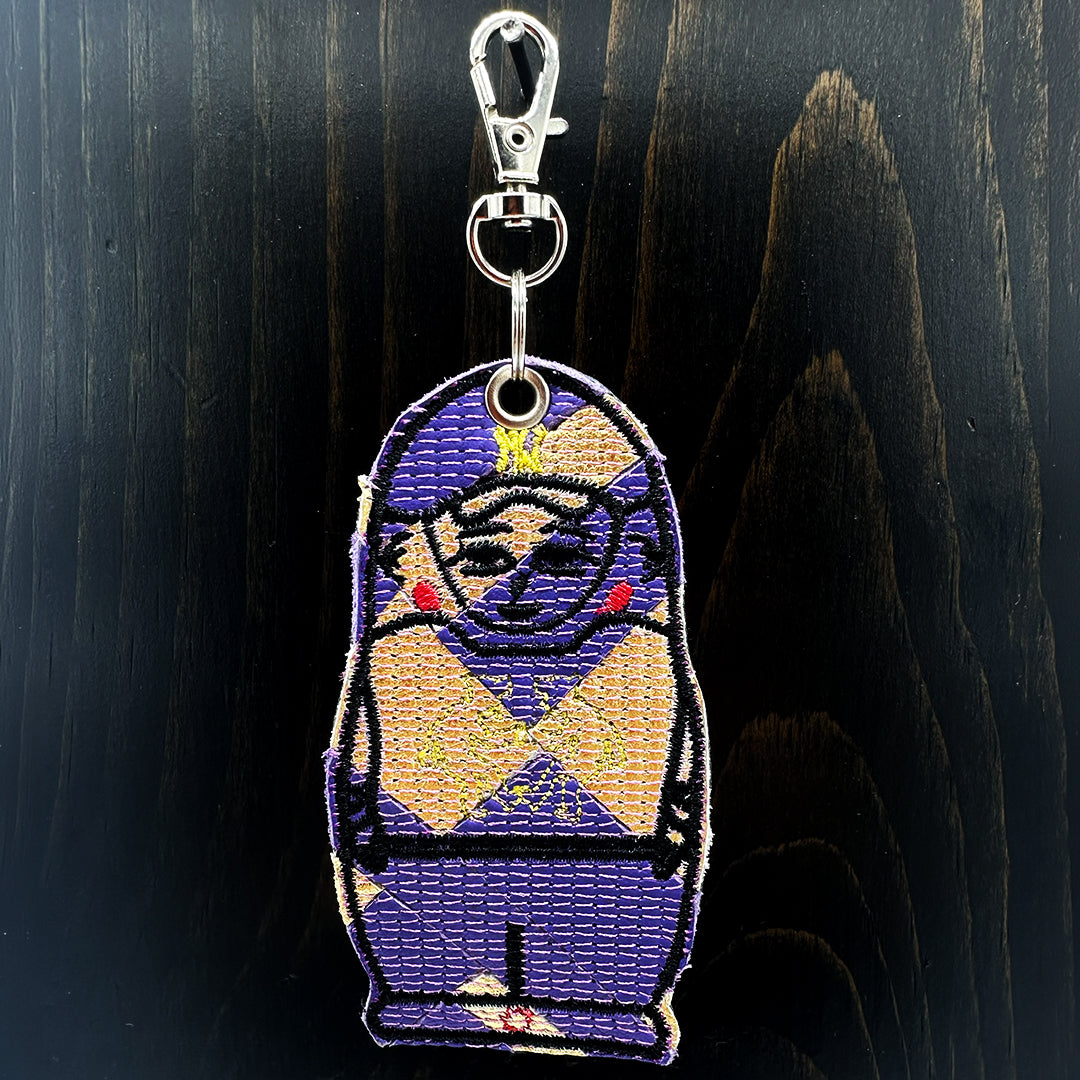 Leather Collage Nesting Doll Keychain