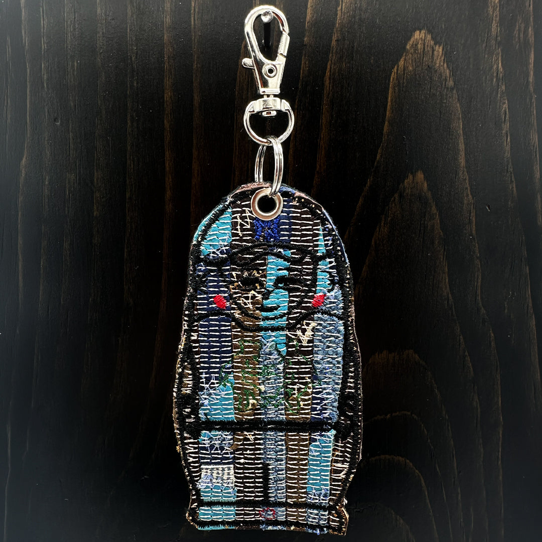Leather Collage Nesting Doll Keychain