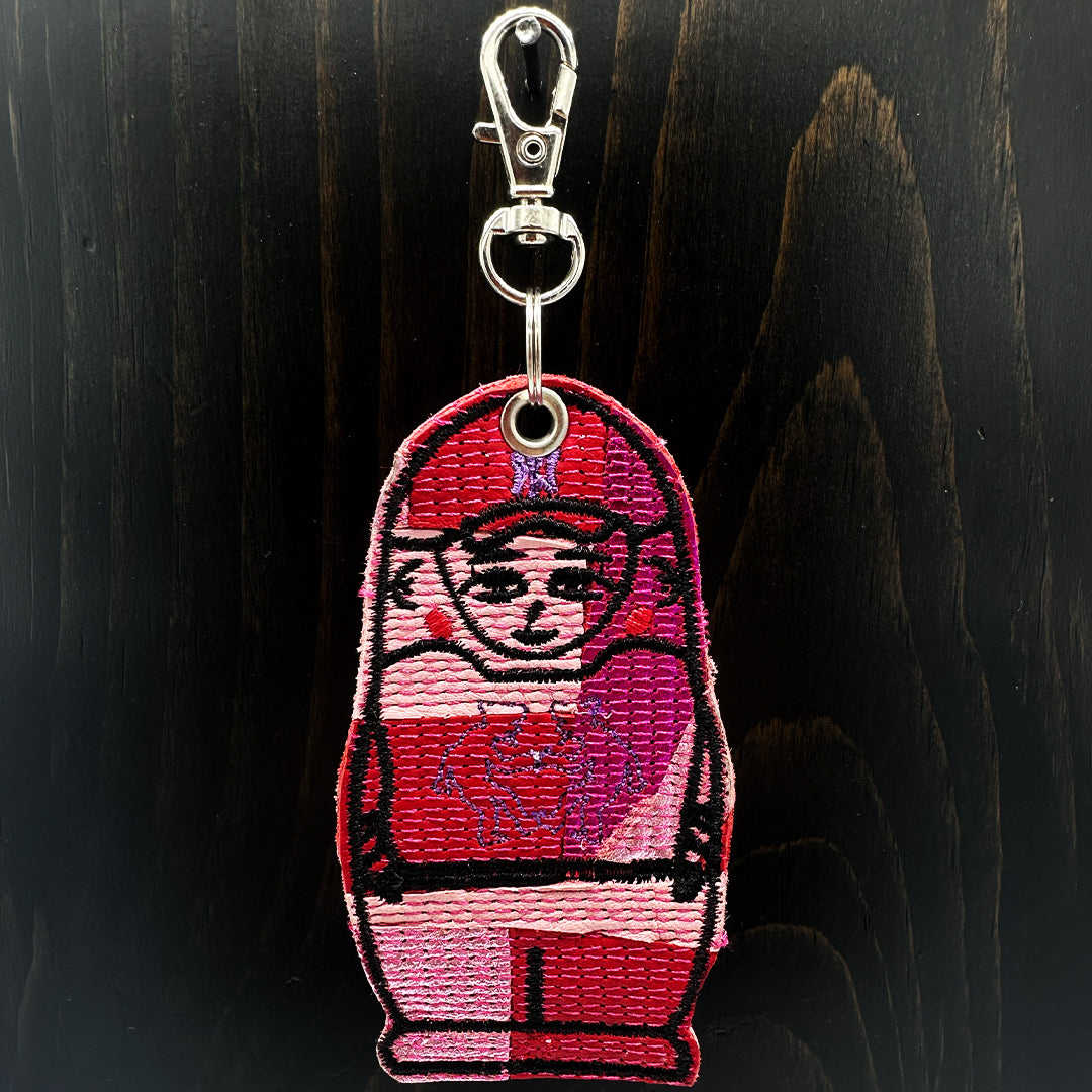 Leather Collage Nesting Doll Keychain