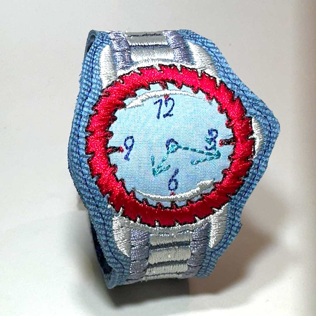 Saw Blade Embroidered Watch Bracelet - "Good Denims"