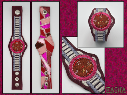 Saw Blade Embroidered Watch Bracelet - "Blood Orange 473mL"