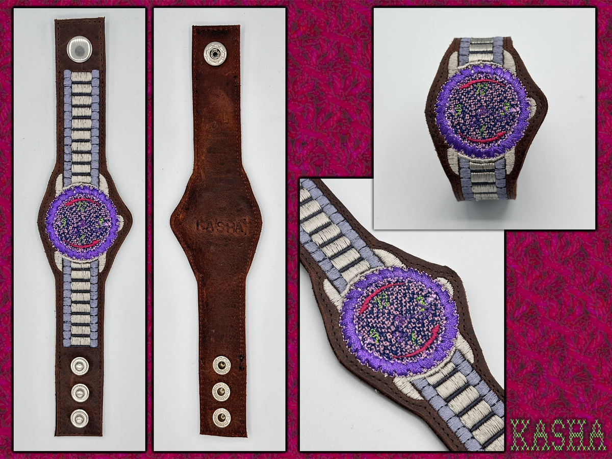 Saw Blade Embroidered Watch Bracelet - "Roller Rink"
