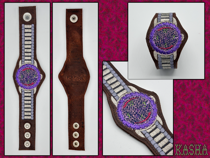 Saw Blade Embroidered Watch Bracelet - "Roller Rink"
