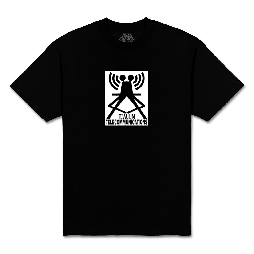 T.W.I.N TELECOMMUNICATIONS TEE - BLACK