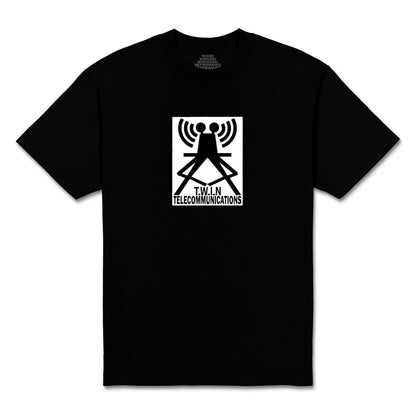 T.W.I.N TELECOMMUNICATIONS TEE - BLACK