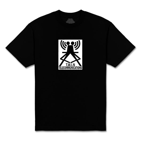 T.W.I.N TELECOMMUNICATIONS TEE - BLACK