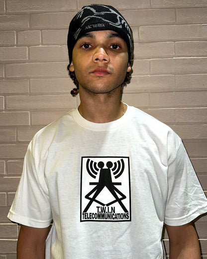 T.W.I.N TELECOMMUNICATIONS TEE - WHITE