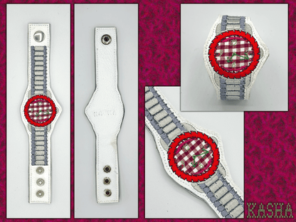 Saw Blade Embroidered Watch Bracelet - "Picnic"