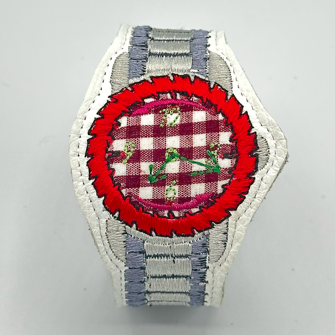 Saw Blade Embroidered Watch Bracelet - "Picnic"